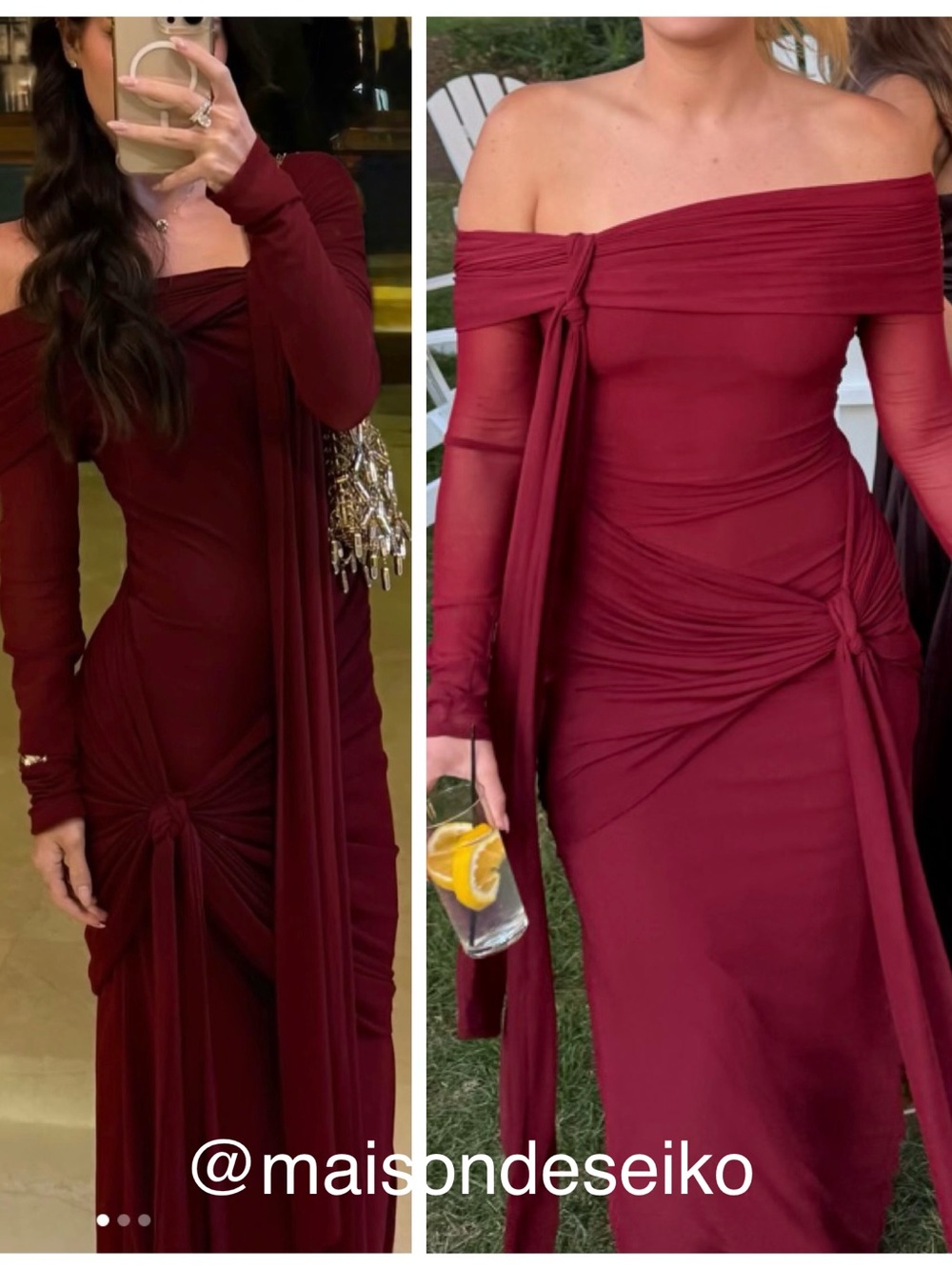 NWT Deme by Gabriella Maxi Dress Heloise Gown Burgundy Red Off Shoulder size M